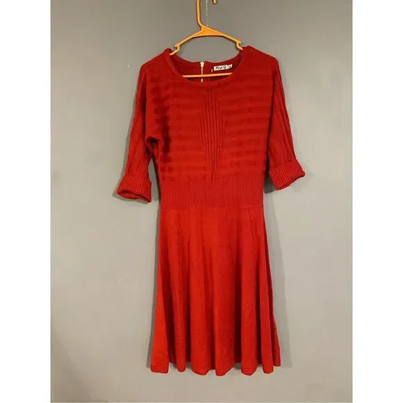 Eliza J | Dresses | Eliza J Red Fit And Flare Sweater Dress Size Large Nwot  | Poshmark